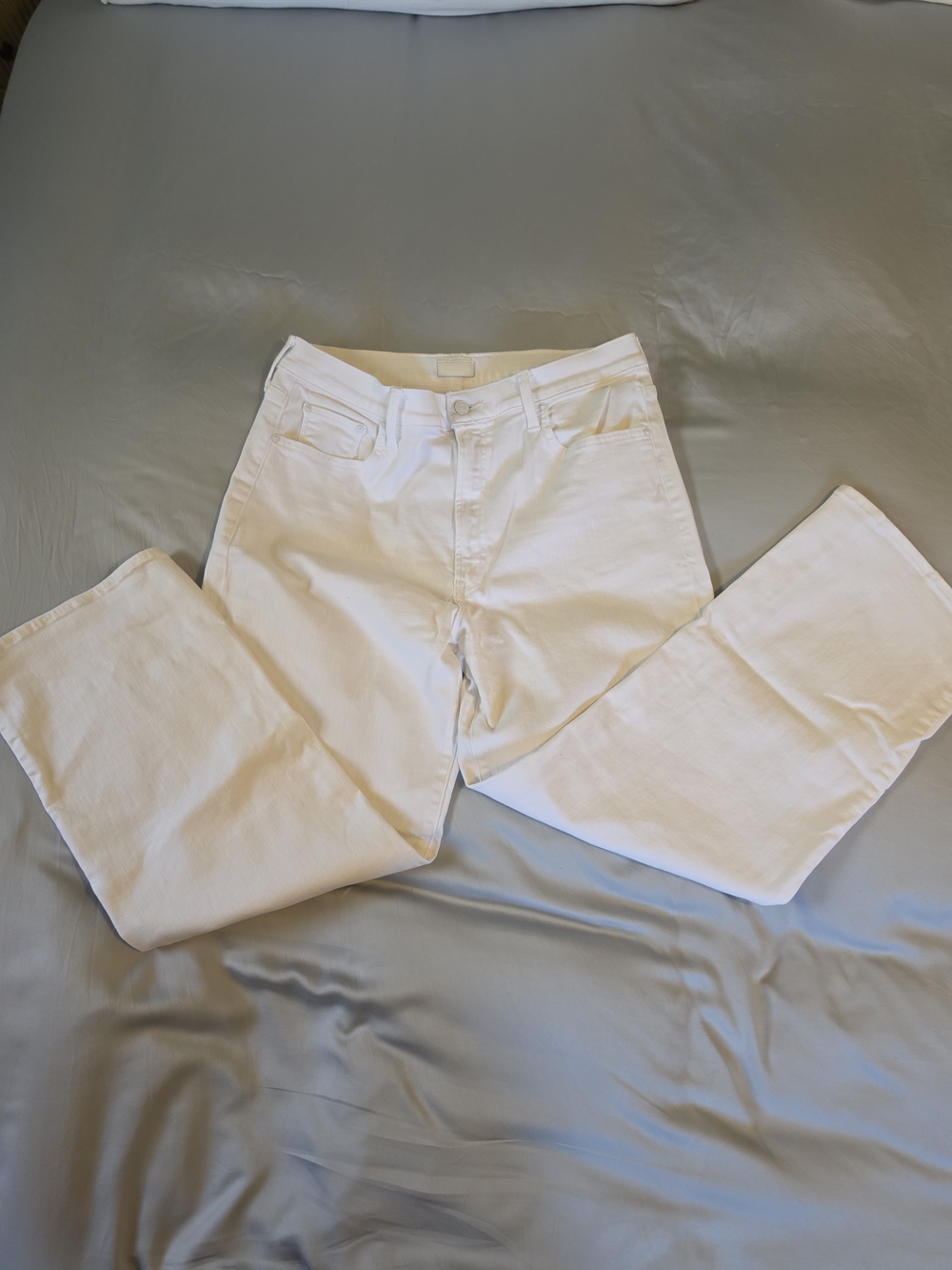MOTHER White Rambler Zip Ankle Jeans